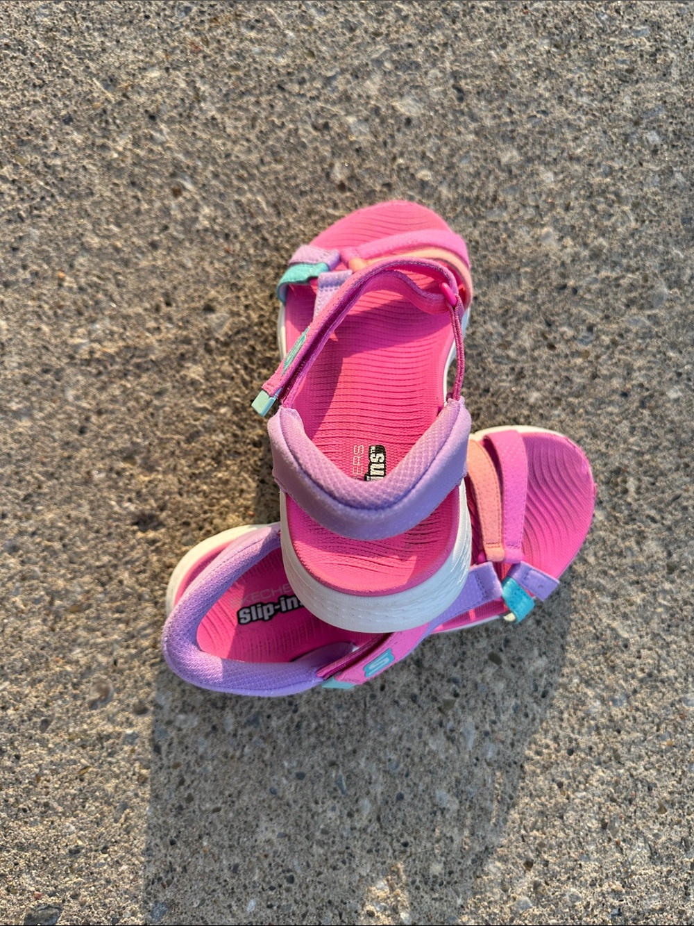 Skechers Kids Pink and Lavender Sport Sandals with Teal Accents